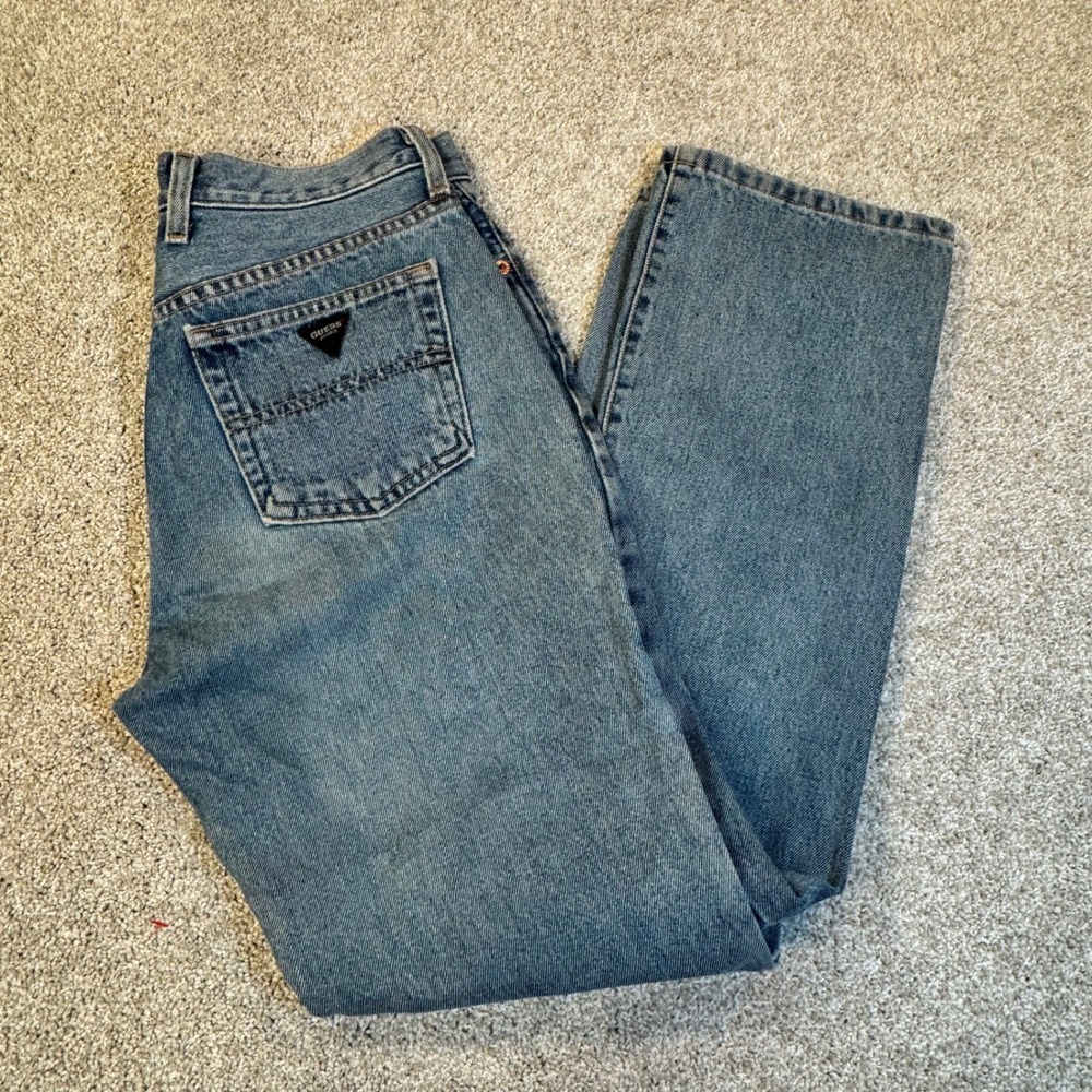 Vintage Guess Jeans Womens 27 Straight Leg High Rise Medium Wash Denim USA Made